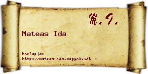 Mateas Ida névjegykártya